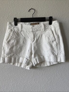 Dear John White Textured Cuffed Jean Shorts